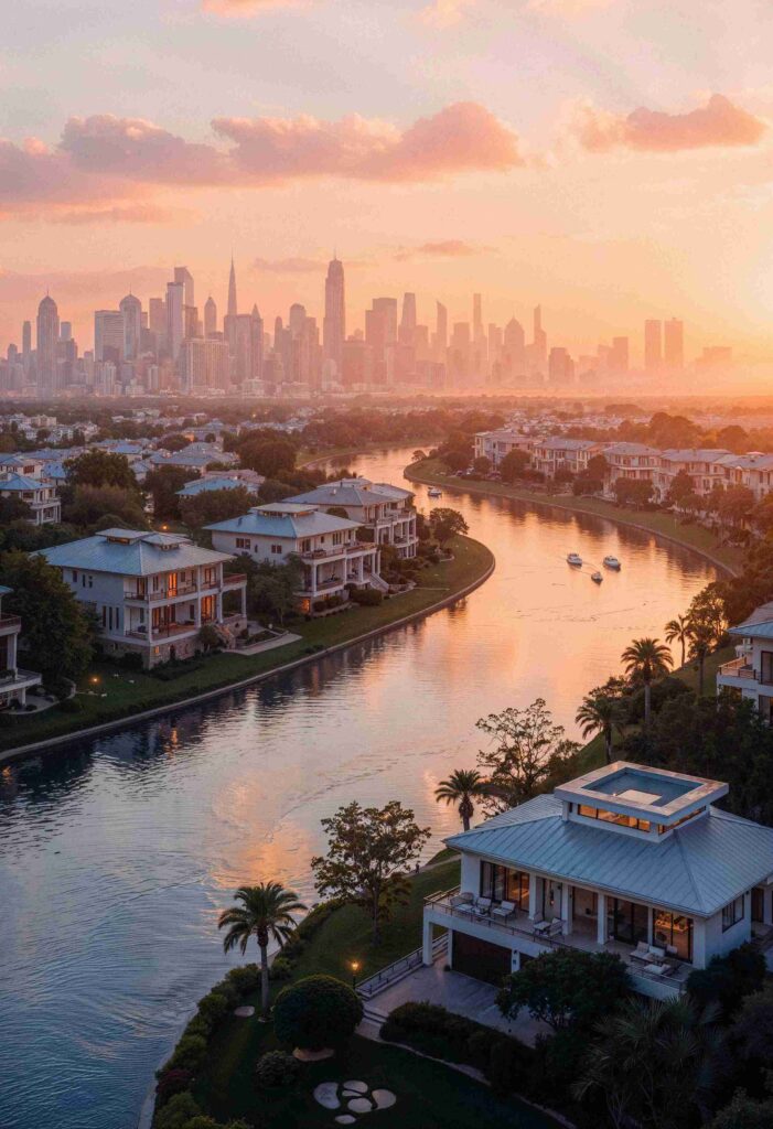 Dallas real estate market predictions showing skyline growth and expanding housing developments in Texas.